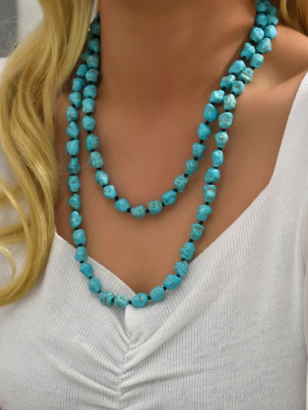 Turquoise Beaded Layered Necklace Turquoise