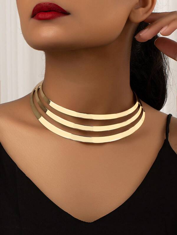 Hollow Out Cuff Choker Yellow Gold