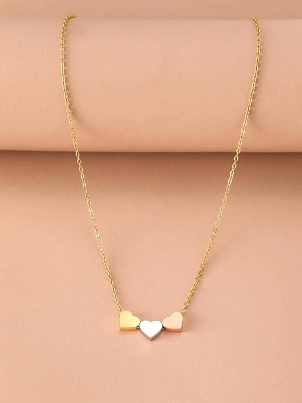 Aomogo Stainless Steel Necklaces New Trend Sweetheart Gold Rose Silver Color Metal Charms Pendants Chains Fashion Necklace For Women Gold