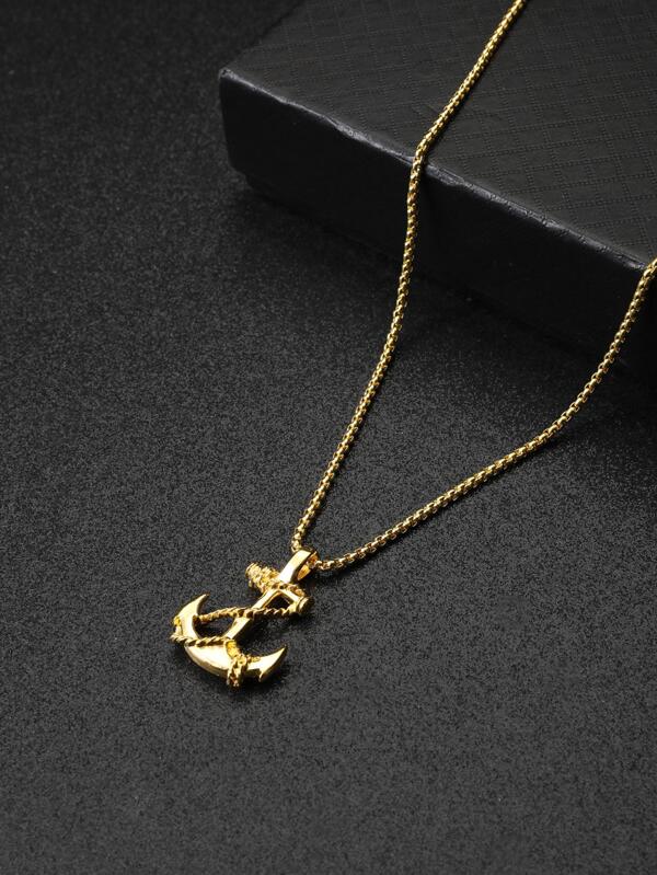 1Pc Minimalist Anchor Pendant Necklace For Men Daily Decoration For Valentine's Day Gift Zinc Alloy Gold Yellow Yellow Gold