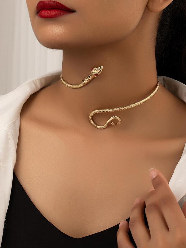 Snake Design Cuff Choker Yellow Gold