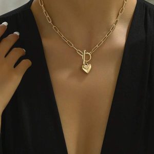 1pc Simple Long Claw Clasp Chain Necklace For Women's Daily Wear Gold