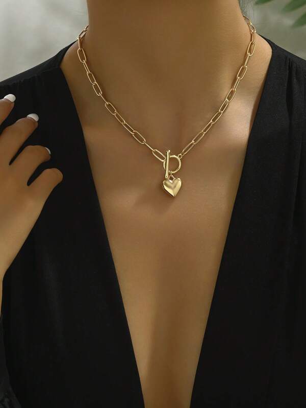 1pc Simple Long Claw Clasp Chain Necklace For Women's Daily Wear Gold