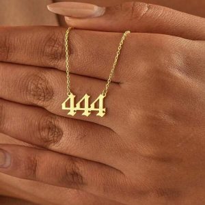 1pc Stainless Steel Lucky Number Necklace, 18K Titanium Steel 111-999 Number Pendant Necklace, Simple European And American Style Jewelry For Men And Women Couples Yellow Gold