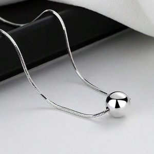 1pc Stainless Steel Necklace With Simple Round Bead Pendant, Suitable For Women, Daily Or Festival Wear Silver