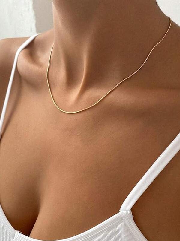 1pc Minimalist Elegant Fashion Gold Plated Necklace For Women, Suitable For Daily Wear, Work And Dating, High-End Jewelry Gift For Friends And Couples Multicolor