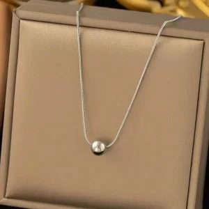 1pc Gold-Color Ball Ins Style Fashionable All-Match Necklace Silver